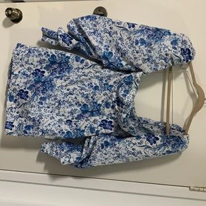 Lucrezia blue and white print puff sleeve dress